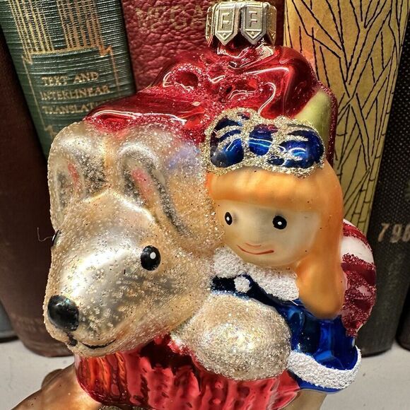 Fitz and Floyd Vintage Christmas Stocking w Toys Glass Ornament 2 Sided Tree Dec - Picture 3 of 8